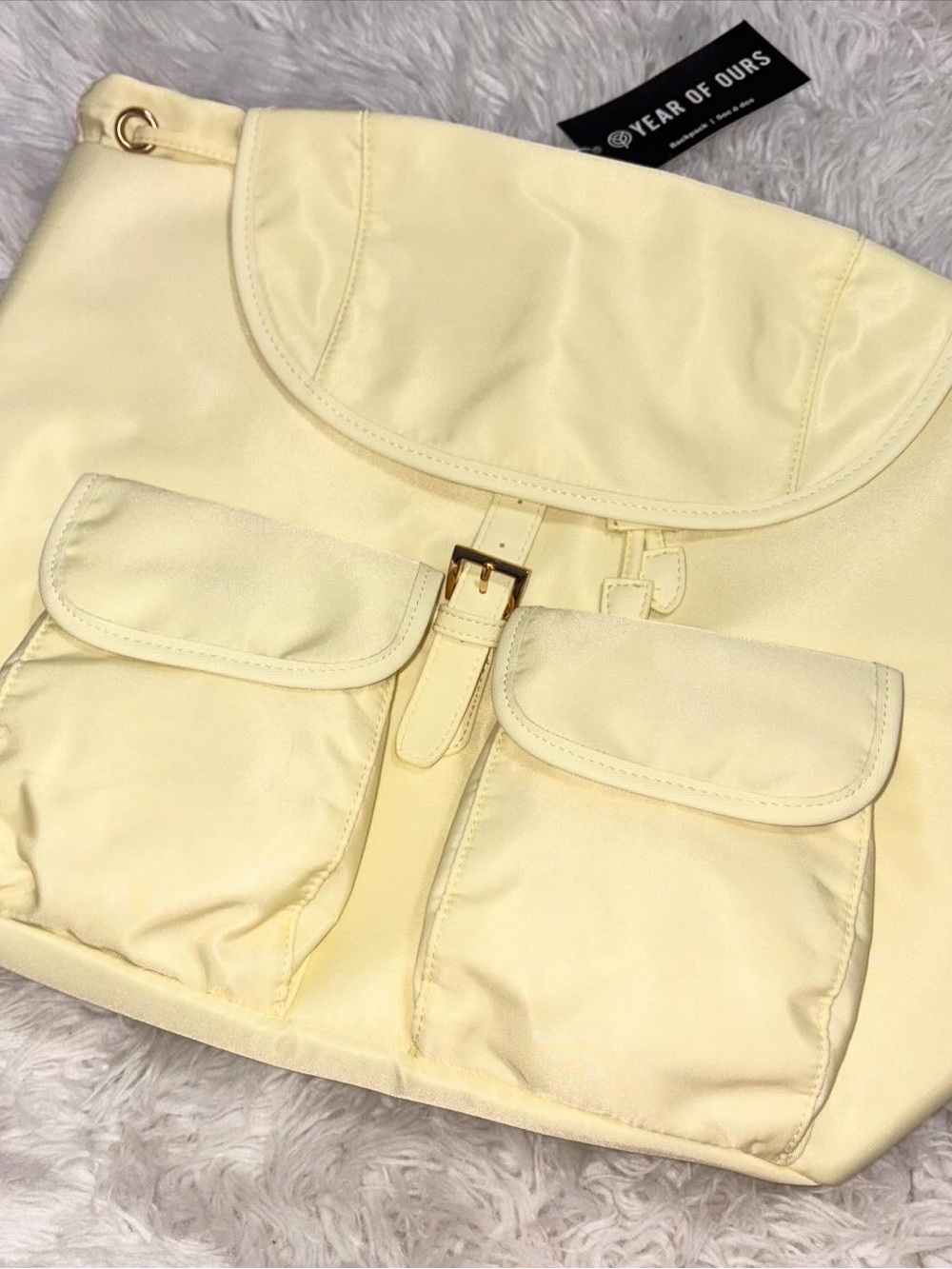 Year of Ours Pale Lemon Backpack with Gold Hardware